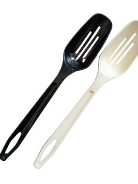 King Kraft Black and White Slotted Serving Spoons - Set of 2